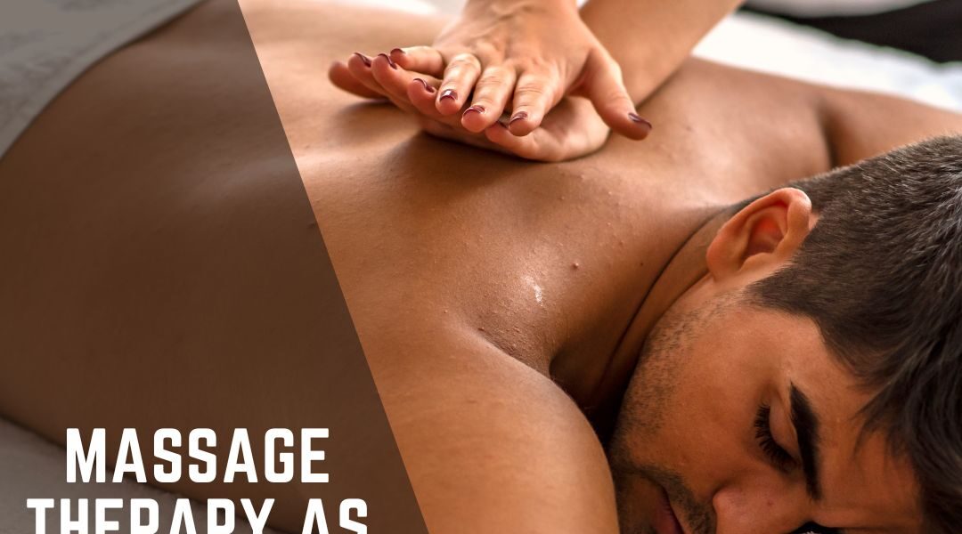 Man receiving a massage from a massage student.