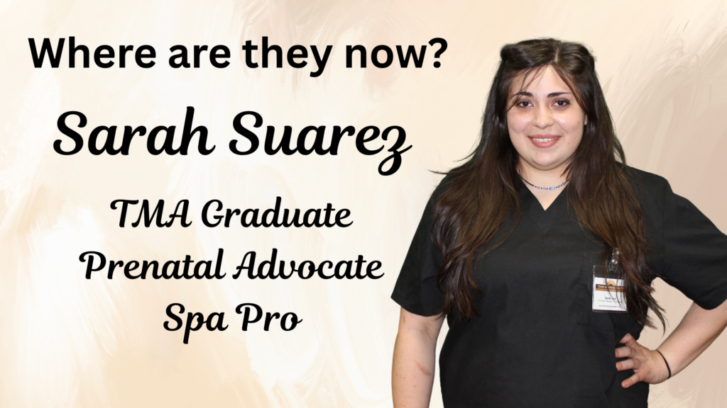 Sarah Suarez, TMA graduate and prenatal massage therapist, featured in a “Where Are They Now?” spotlight
